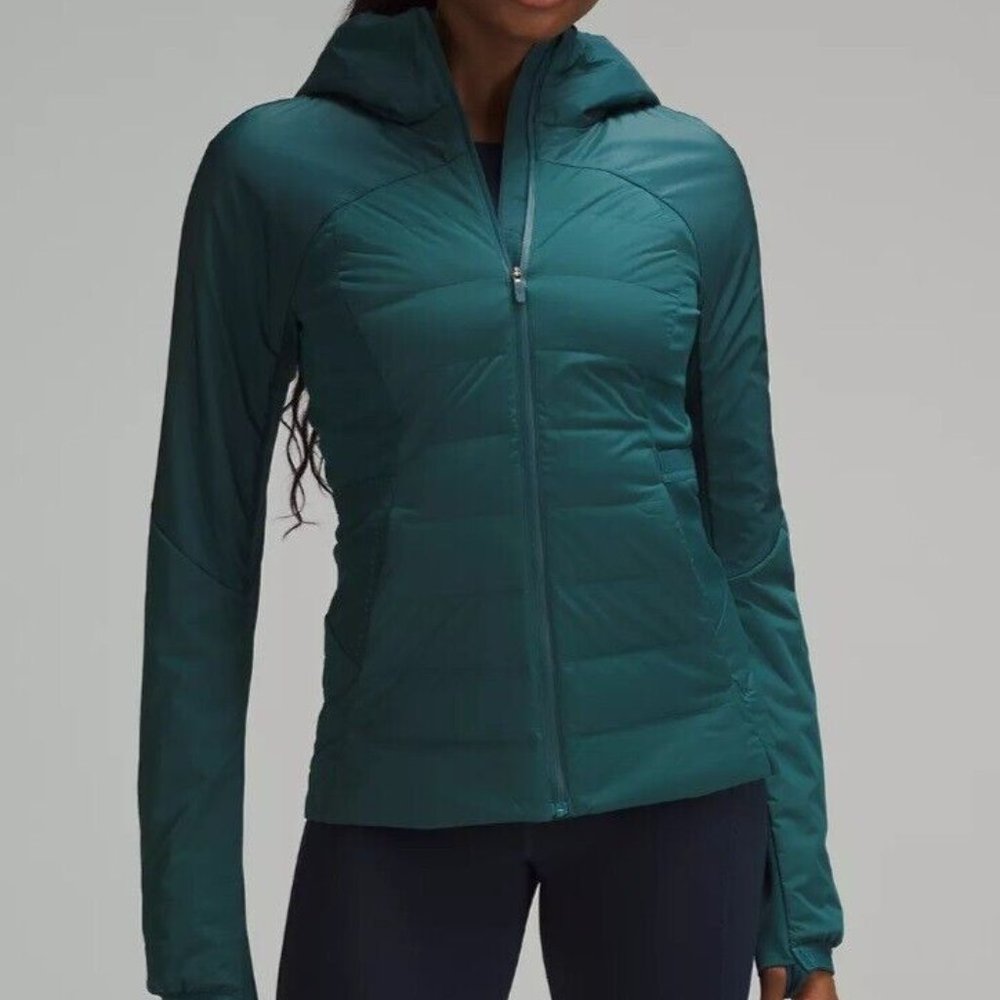 Lululemon Womens Storm Teal Green Down For It All Jacket Running Size 4 NEW